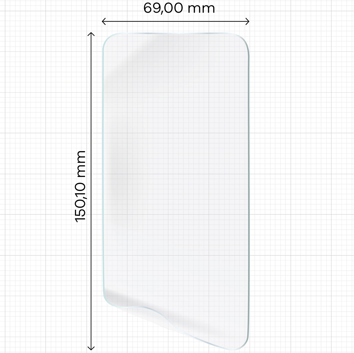 Miarka z wymiarami dla folii hydrożelowej Bizon Film Hydrogel Front Duo